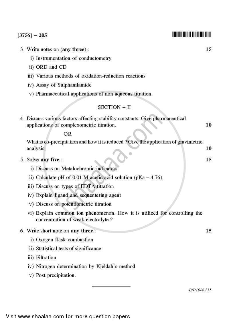 Pharmaceutical Organic Chemistry 2 2008-2009 - B.Pharm. - 2nd Year - University of Pune question paper with PDF download
