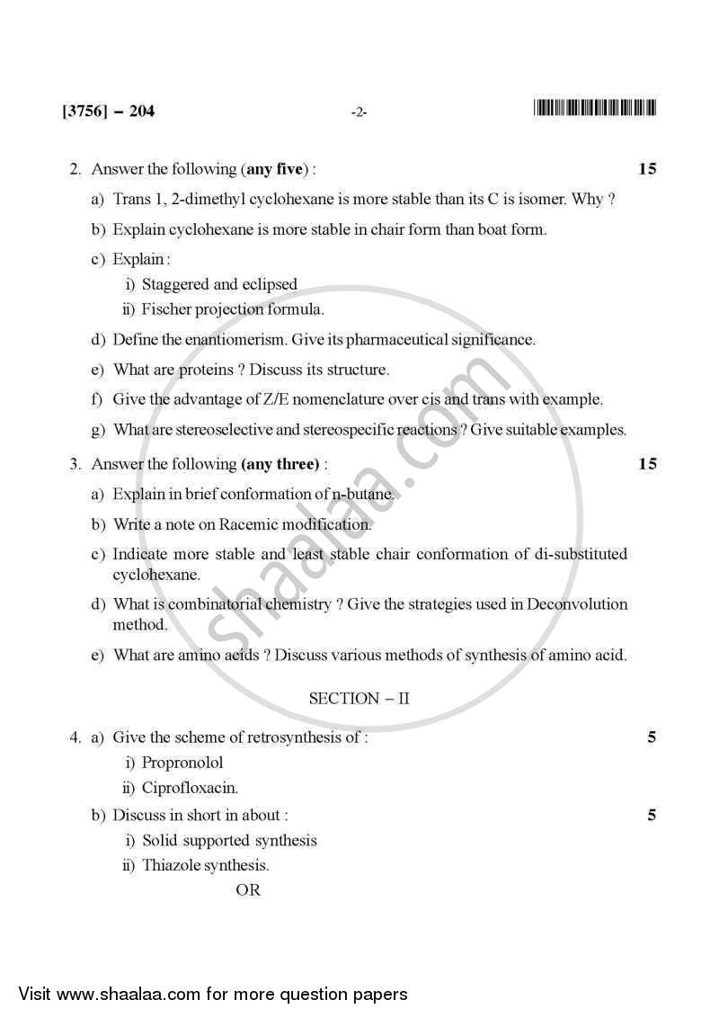 Pharmaceutical Organic Chemistry 2 2008-2009 - B.Pharm. - 2nd Year - University of Pune question paper with PDF download