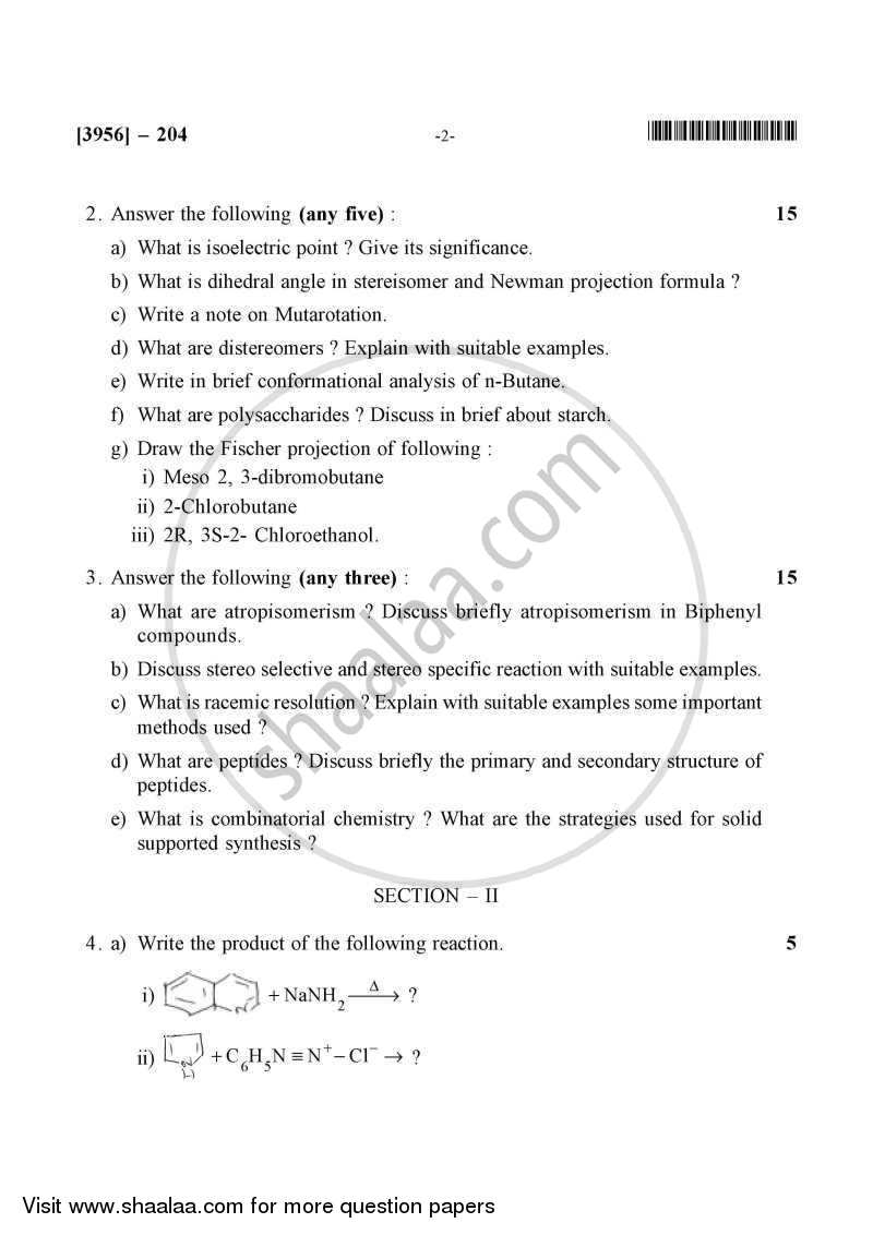 Pharmaceutical Organic Chemistry 2 2010-2011 - B.Pharm. - 2nd Year - University of Pune question paper with PDF download
