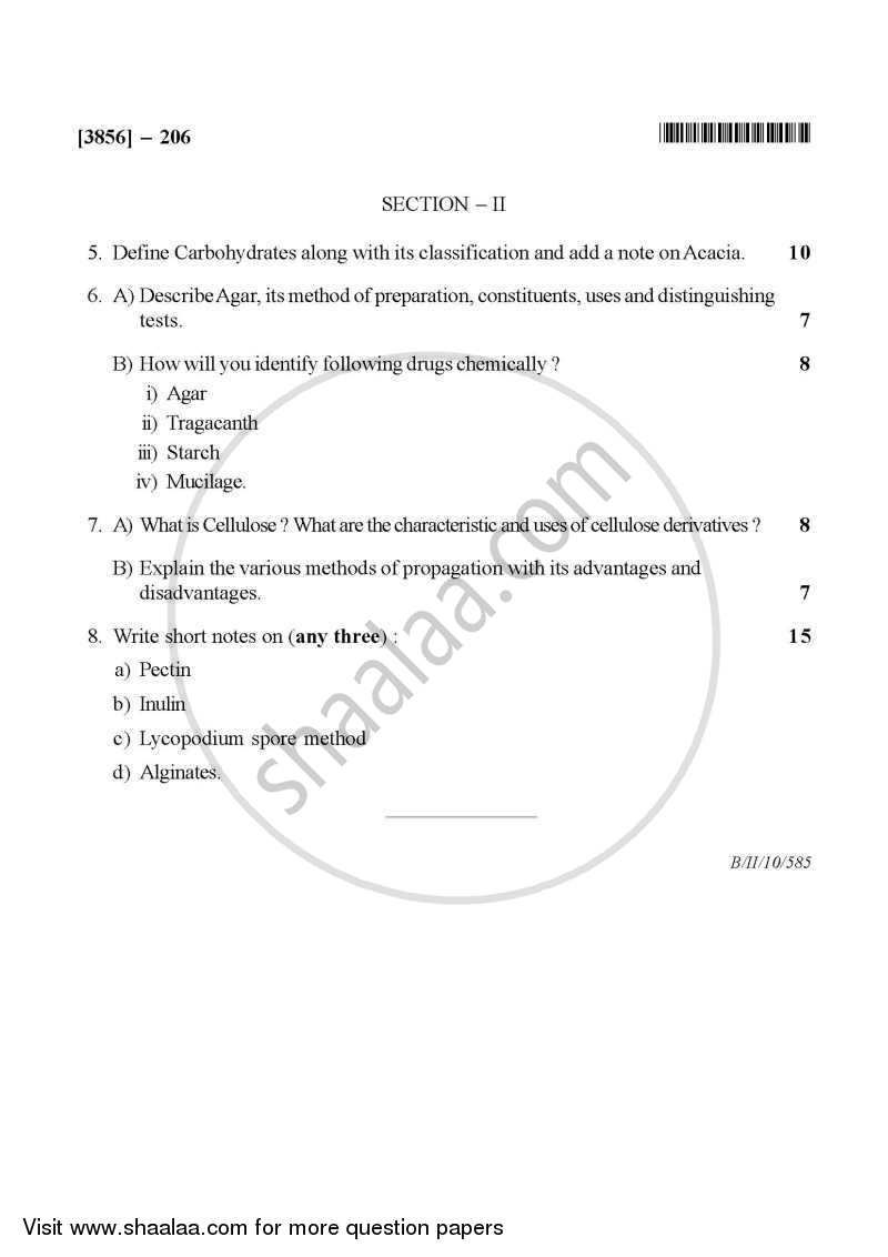 Pharmacognosy 1 2010-2011 - B.Pharm. - 2nd Year - University of Pune question paper with PDF download