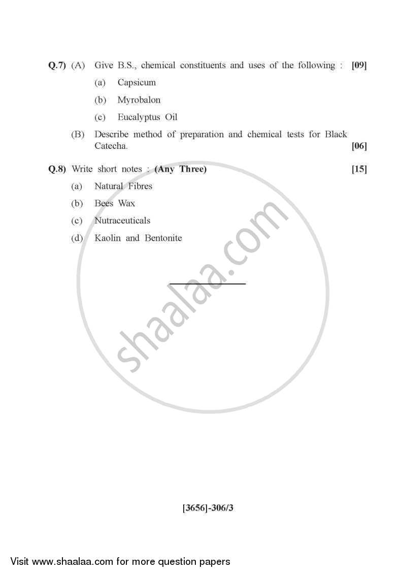 Pharmacognosy 2 2009-2010 - B.Pharm. - 3rd Year - University of Pune question paper with PDF download