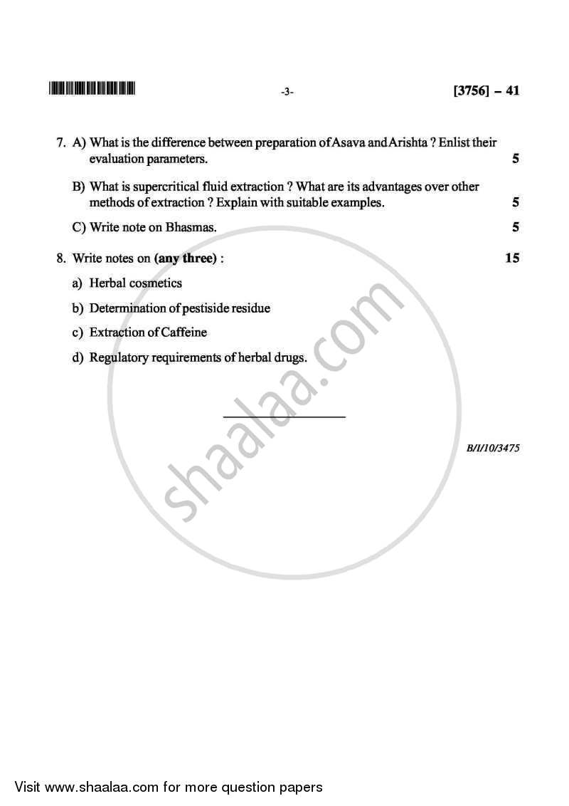 Pharmacognosy 3 2008-2009 - B.Pharm. - 4th Year - University of Pune question paper with PDF download