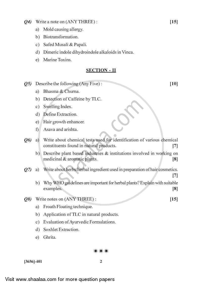 Pharmacognosy 3 2009-2010 - B.Pharm. - 4th Year - University of Pune question paper with PDF download