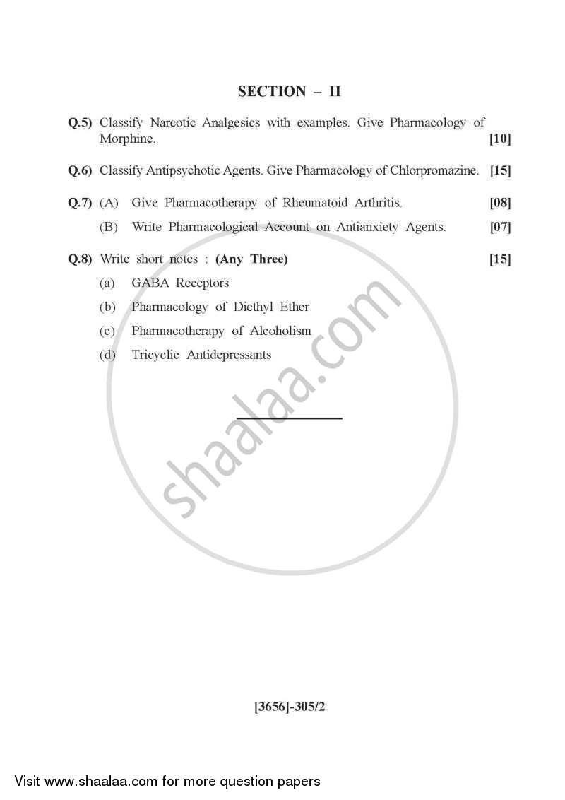 Pharmacology 2 2009-2010 - B.Pharm. - 3rd Year - University of Pune question paper with PDF download