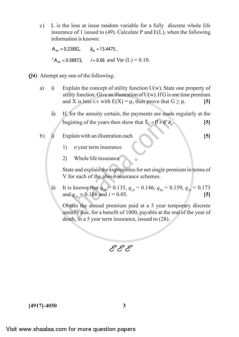 Actuarial Statistics 2015-2016 - B.Sc. - Semester 6 (TYBSc) - University of Pune question paper with PDF download