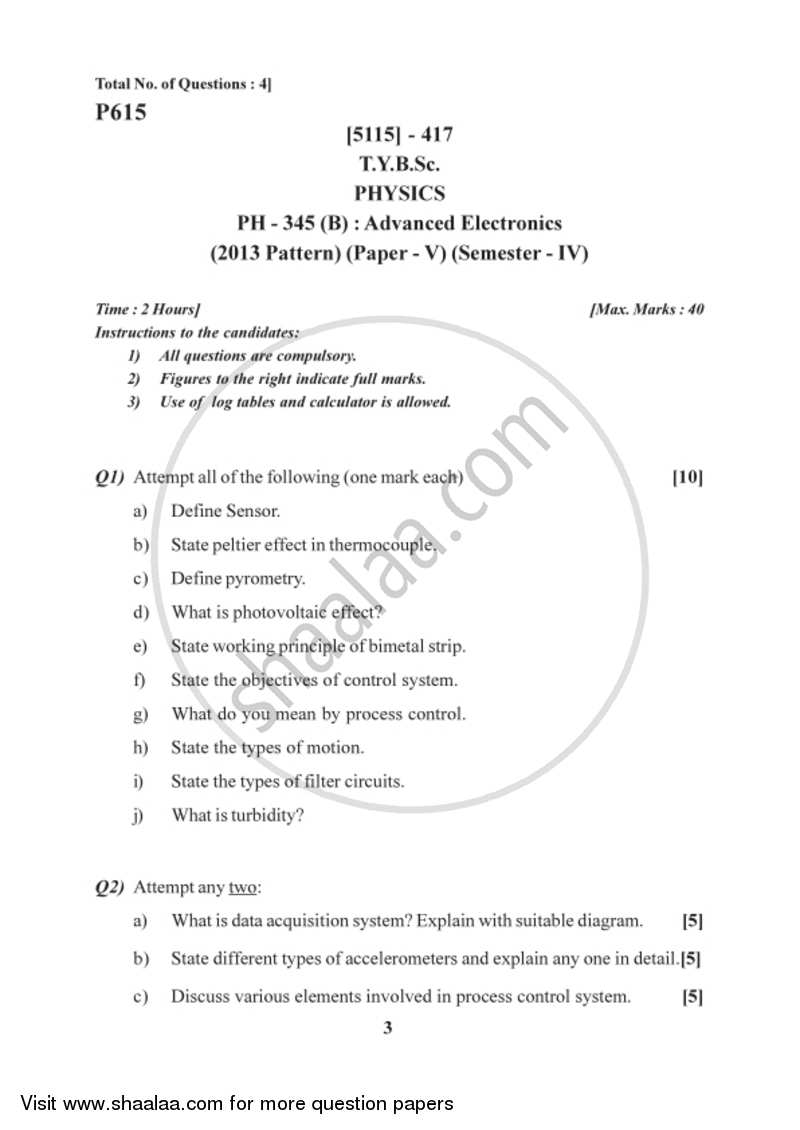 Advanced Electronics 2016-2017 - B.Sc. - Semester 6 (TYBSc) - University of Pune question paper with PDF download