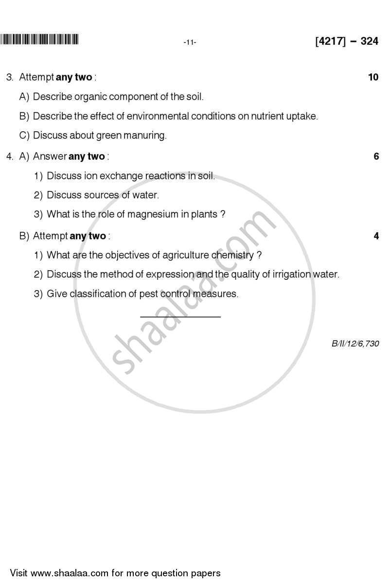 Agriculture Chemistry 2012-2013 - B.Sc. - Semester 5 (TYBSc) - University of Pune question paper with PDF download
