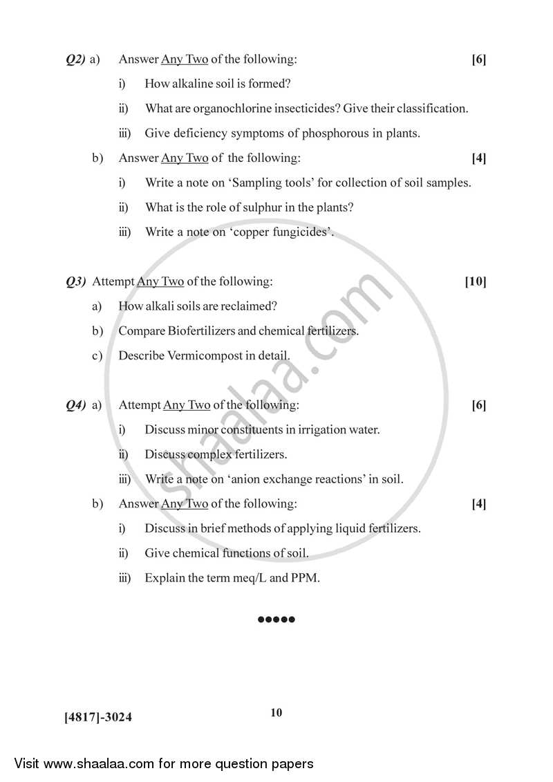 Agriculture Chemistry 2015-2016 - B.Sc. - Semester 5 (TYBSc) - University of Pune question paper with PDF download