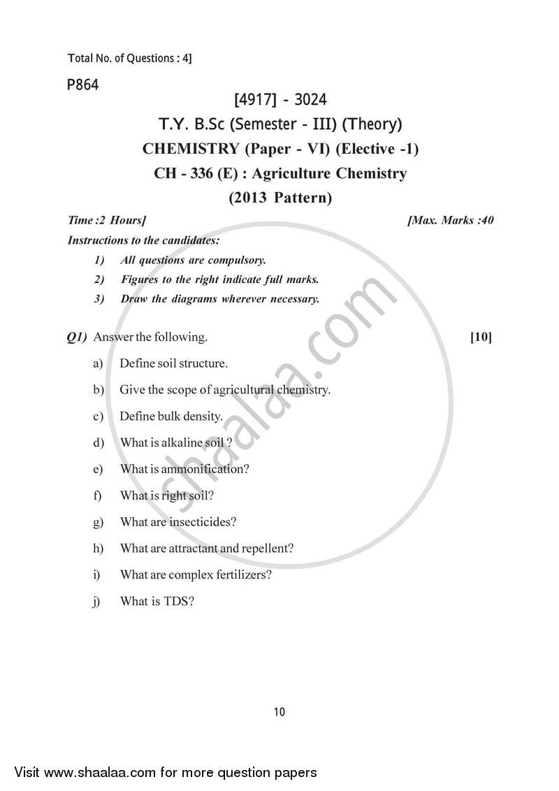 Agriculture Chemistry 2015-2016 - B.Sc. - Semester 5 (TYBSc) - University of Pune question paper with PDF download