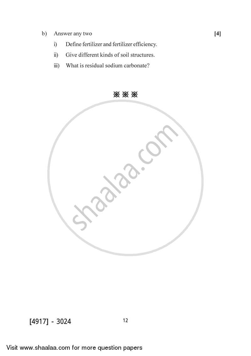 Agriculture Chemistry 2015-2016 - B.Sc. - Semester 5 (TYBSc) - University of Pune question paper with PDF download