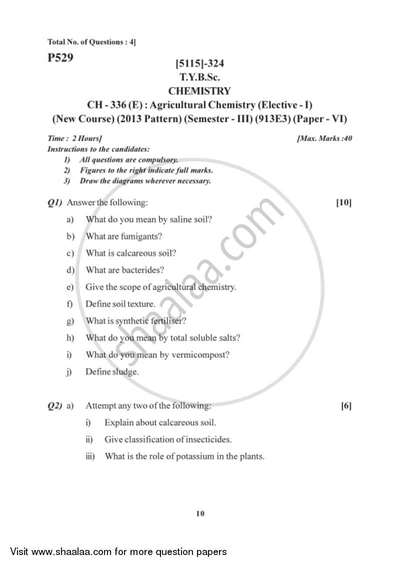Agriculture Chemistry 2016-2017 - B.Sc. - Semester 5 (TYBSc) - University of Pune question paper with PDF download
