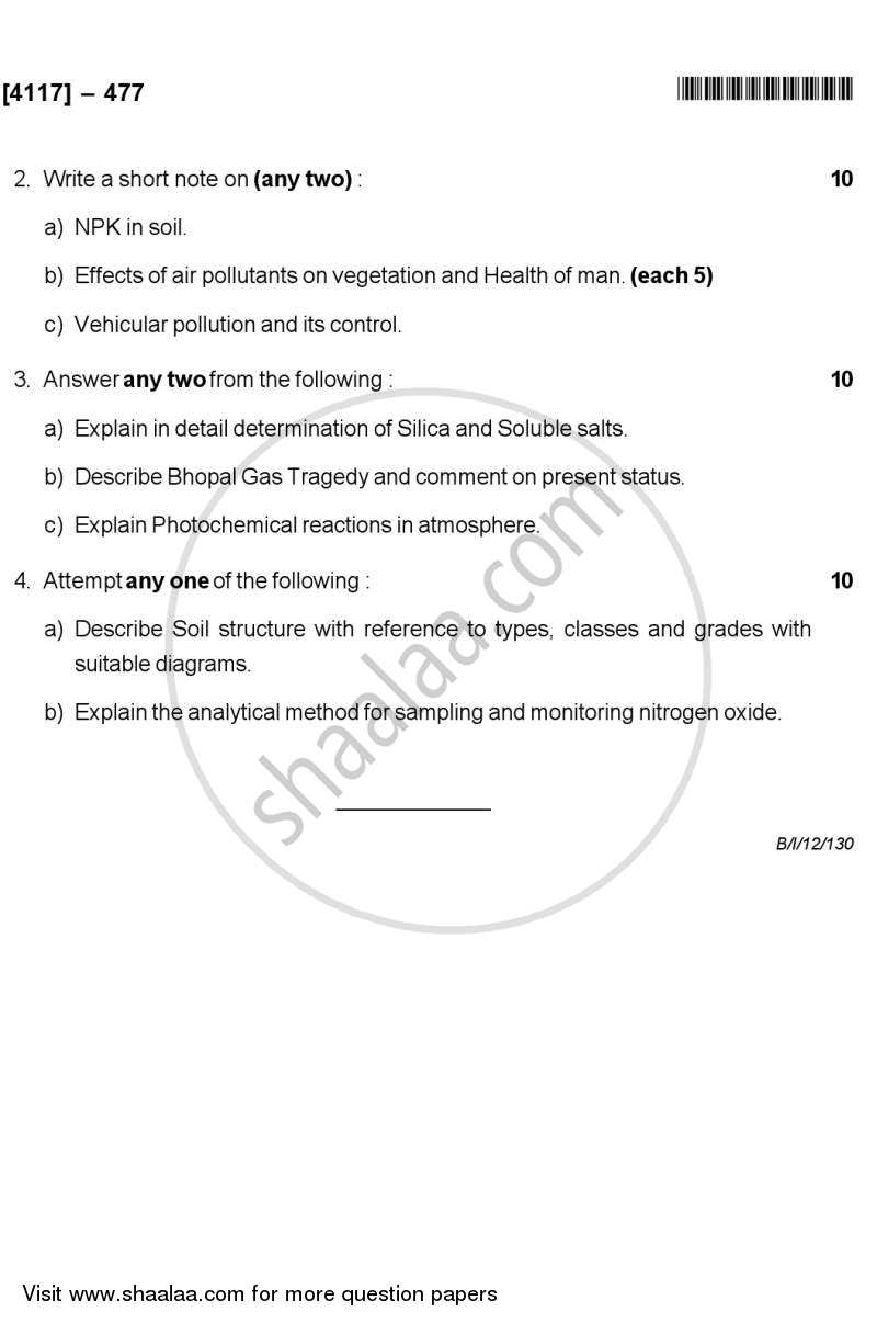 Air and Soil Quality 2012-2013 - B.Sc. - Semester 6 (TYBSc) - University of Pune question paper with PDF download