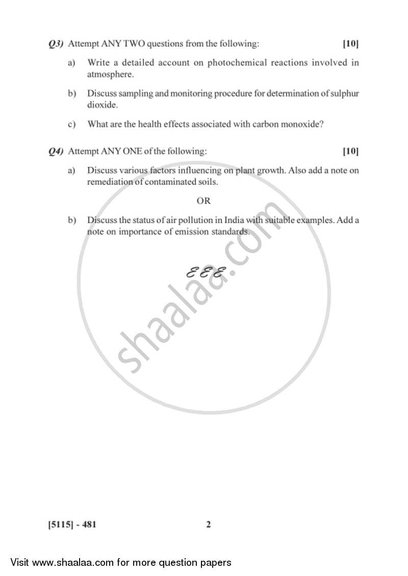 Air and Soil Quality 2016-2017 - B.Sc. - Semester 6 (TYBSc) - University of Pune question paper with PDF download