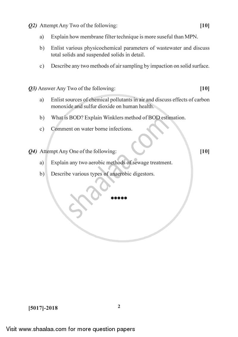 Air and Water Microbiology 2016-2017 - B.Sc. - Semester 4 (SYBSc) - University of Pune question paper with PDF download