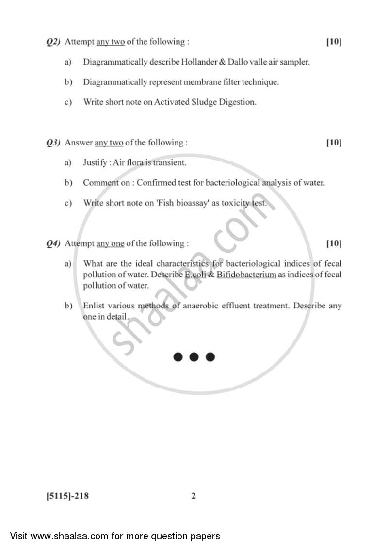 Air and Water Microbiology 2016-2017 - B.Sc. - Semester 4 (SYBSc) - University of Pune question paper with PDF download