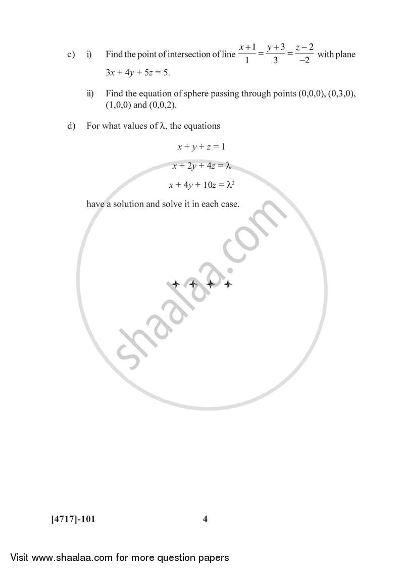 Algebra and Geometry 2014-2015 - B.Sc. - Semester 2 (FYBSc) - University of Pune question paper with PDF download