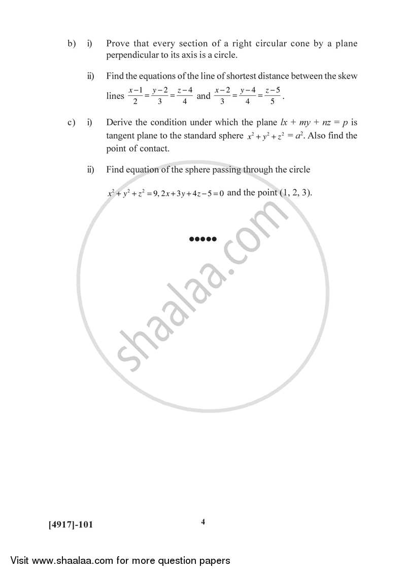 Algebra and Geometry 2015-2016 - B.Sc. - Semester 2 (FYBSc) - University of Pune question paper with PDF download