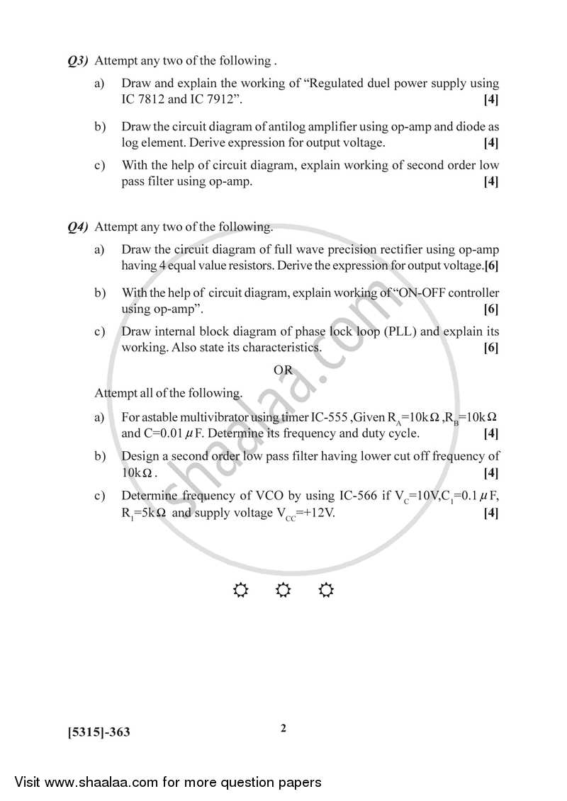 Analog Circuit Design and Application of Linear IC's 2017-2018 - B.Sc. - Semester 5 (TYBSc) - University of Pune question paper with PDF download
