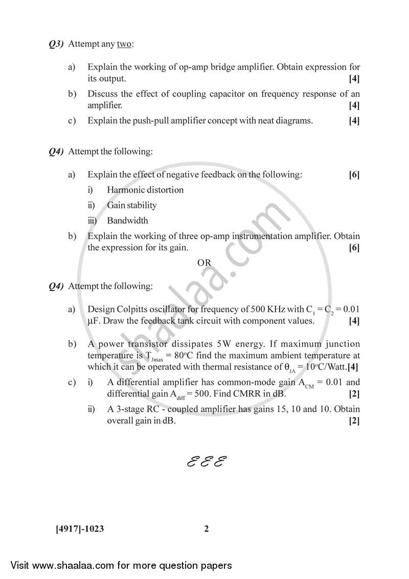 Analog Circuit Design 2015-2016 - B.Sc. - Semester 3 (SYBSc) - University of Pune question paper with PDF download