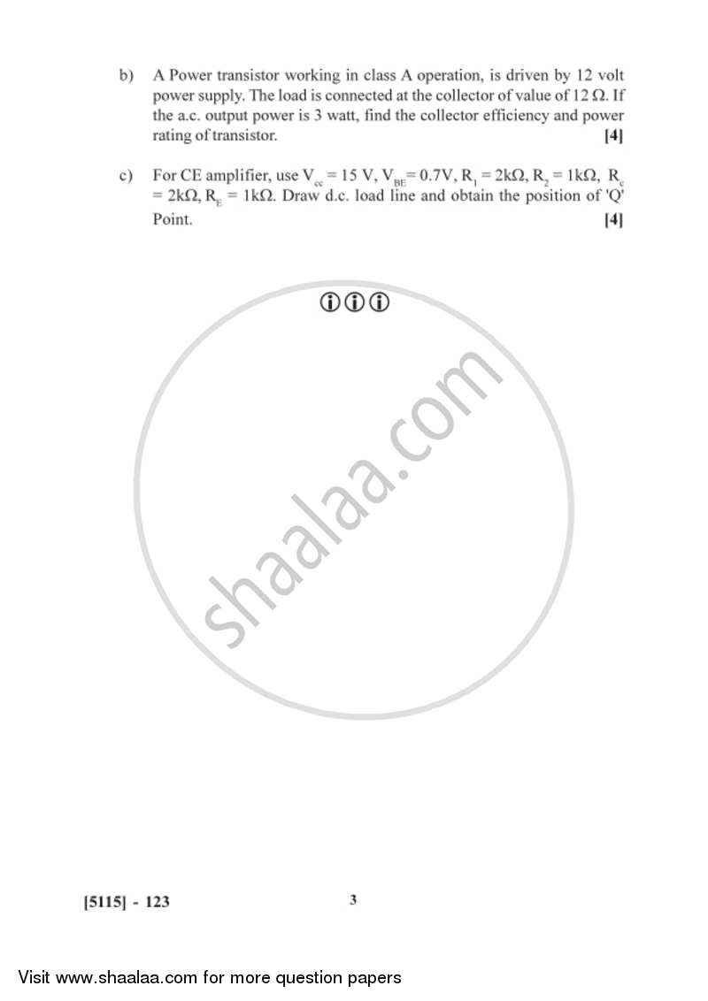 Analog Circuit Design 2016-2017 - B.Sc. - Semester 3 (SYBSc) - University of Pune question paper with PDF download