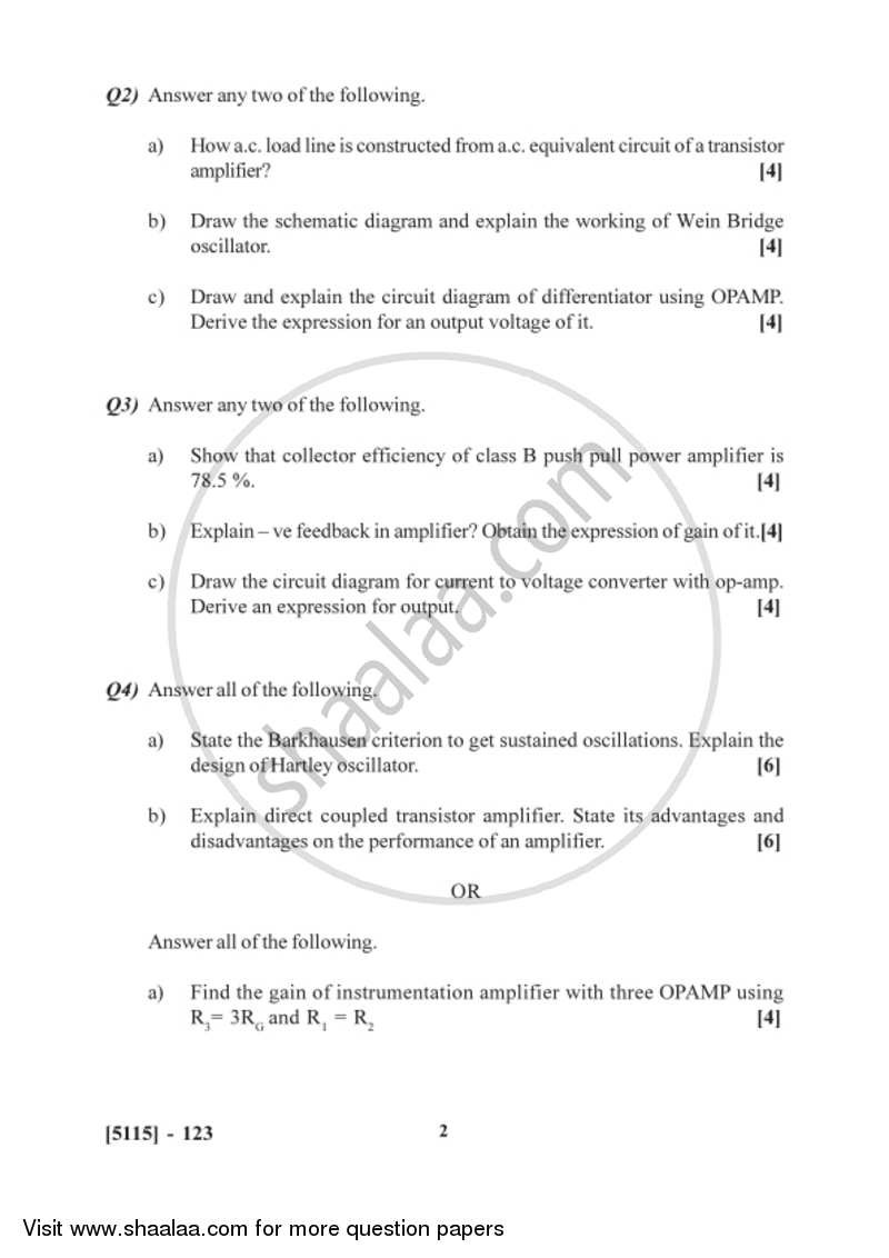 Analog Circuit Design 2016-2017 - B.Sc. - Semester 3 (SYBSc) - University of Pune question paper with PDF download