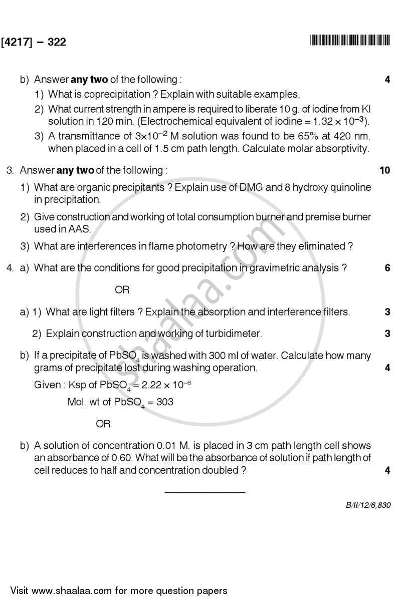 Analytical Chemistry 2012-2013 - B.Sc. - Semester 5 (TYBSc) - University of Pune question paper with PDF download