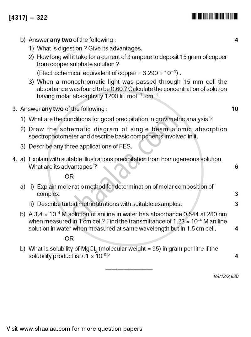 Analytical Chemistry 2013-2014 - B.Sc. - Semester 5 (TYBSc) - University of Pune question paper with PDF download