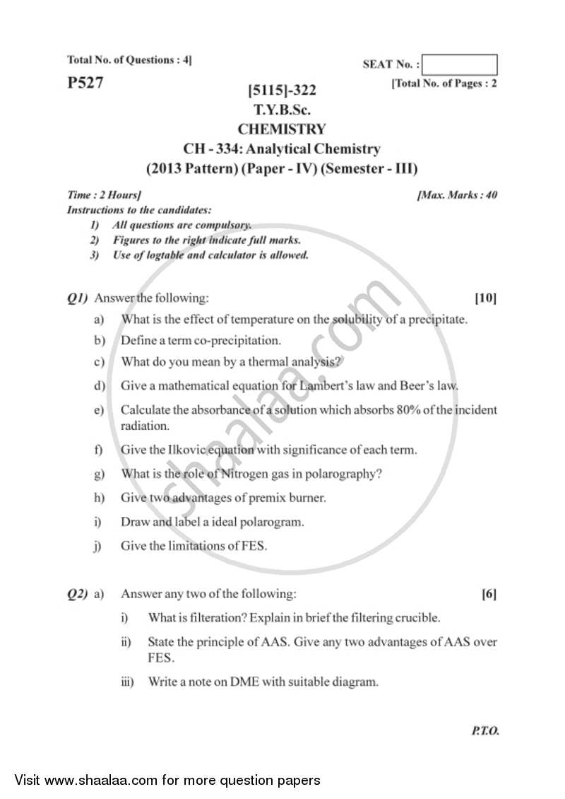 Analytical Chemistry 2016-2017 - B.Sc. - Semester 5 (TYBSc) - University of Pune question paper with PDF download