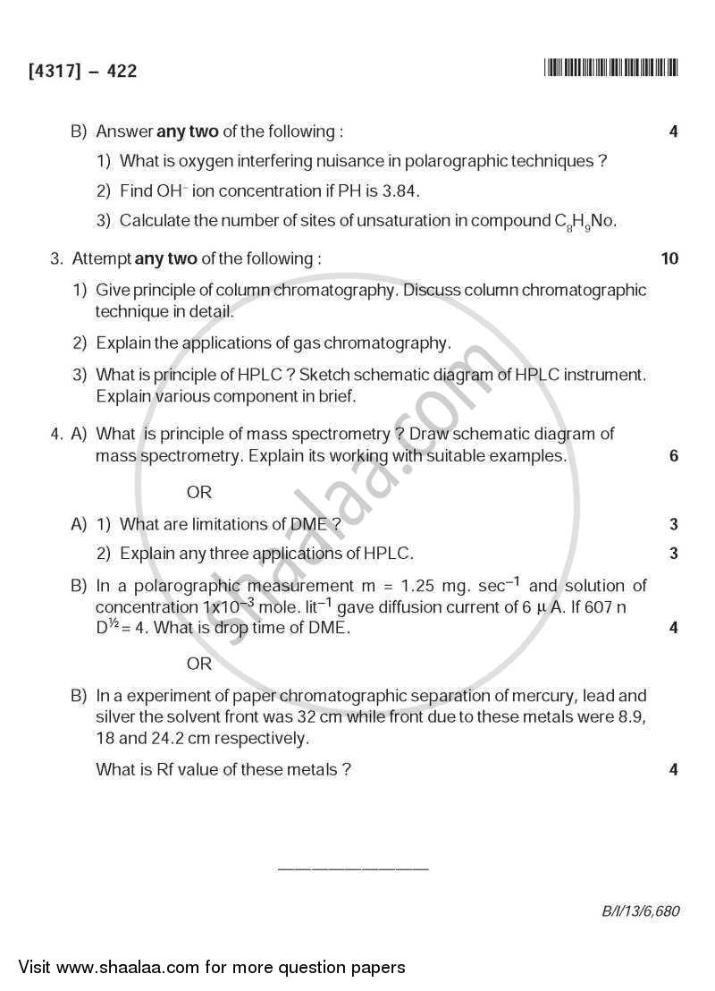 Analytical Chemistry 2013-2014 - B.Sc. - Semester 6 (TYBSc) - University of Pune question paper with PDF download