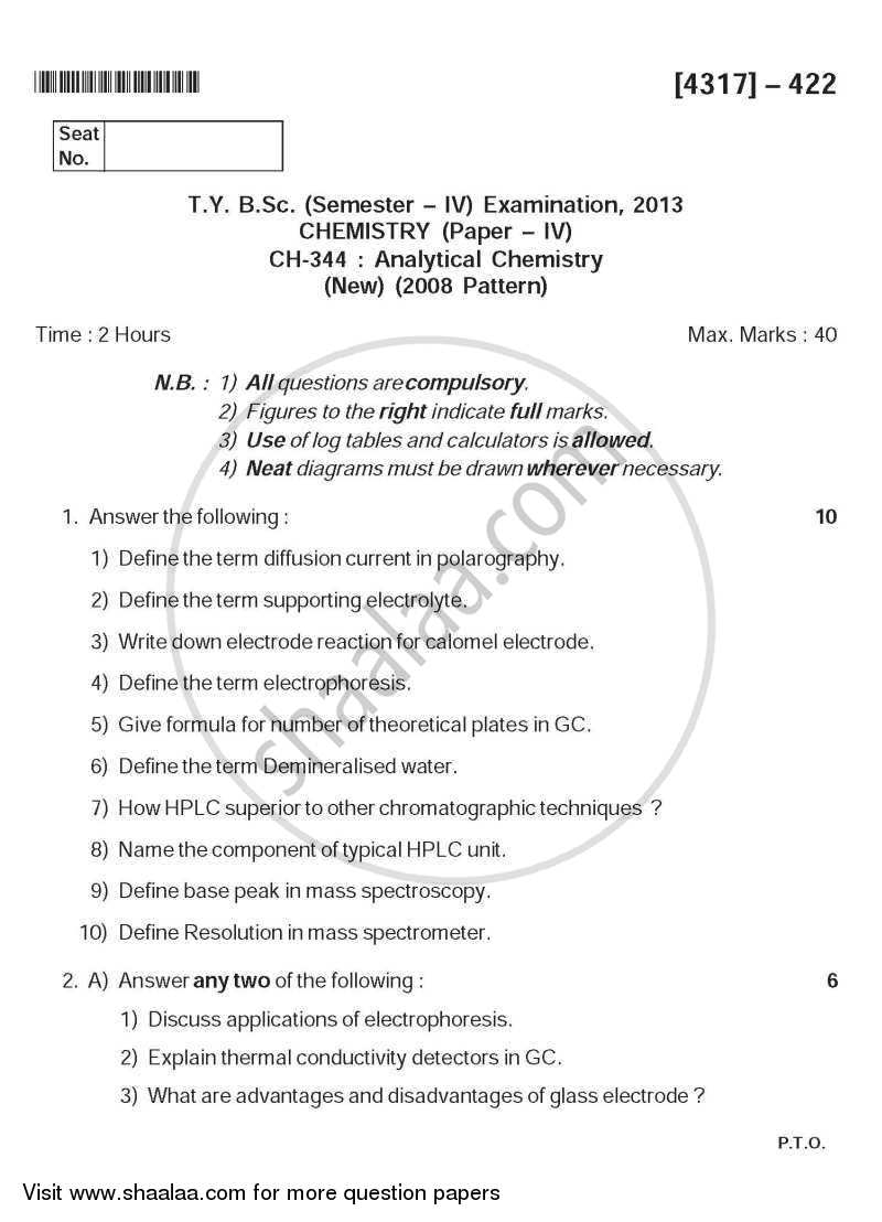 Analytical Chemistry 2013-2014 - B.Sc. - Semester 6 (TYBSc) - University of Pune question paper with PDF download