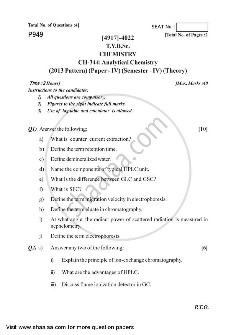 Analytical Chemistry 2015-2016 - B.Sc. - Semester 6 (TYBSc) - University of Pune question paper with PDF download