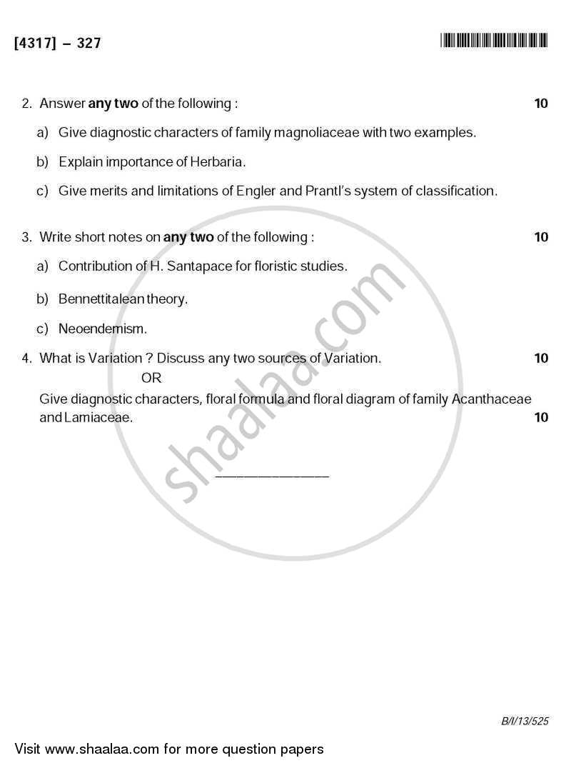 Angiosperms and Evolution 2013-2014 - B.Sc. - Semester 5 (TYBSc) - University of Pune question paper with PDF download