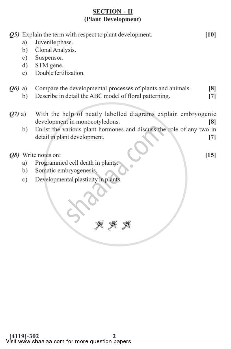 Animal and Plant Development 2012-2013 - B.Sc. - Semester 5 (TYBSc) - University of Pune question paper with PDF download