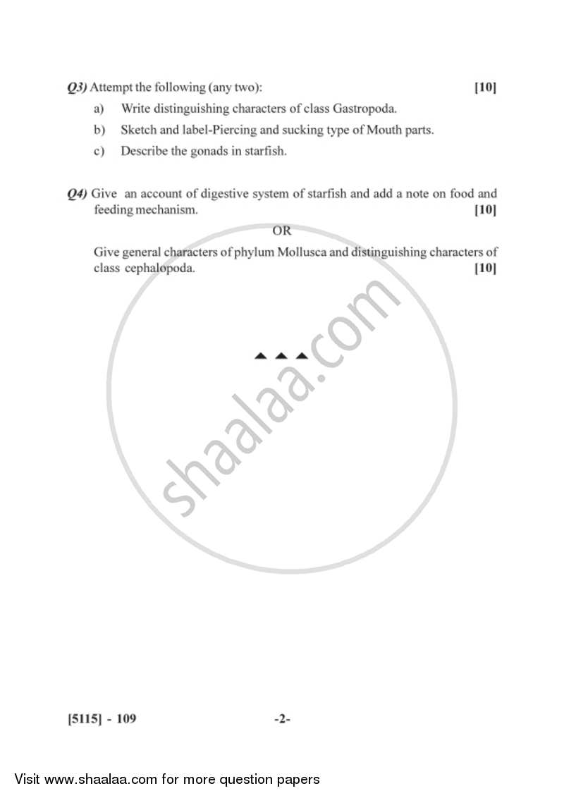 Animal Systematics and Diversity 3 2016-2017 - B.Sc. - Semester 3 (SYBSc) - University of Pune question paper with PDF download