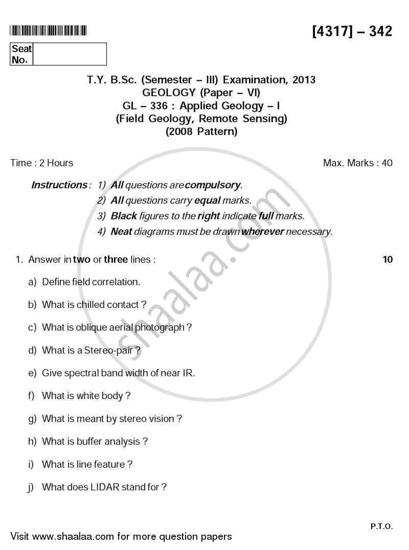 Applied Geology 1 2013-2014 - B.Sc. - Semester 5 (TYBSc) - University of Pune question paper with PDF download