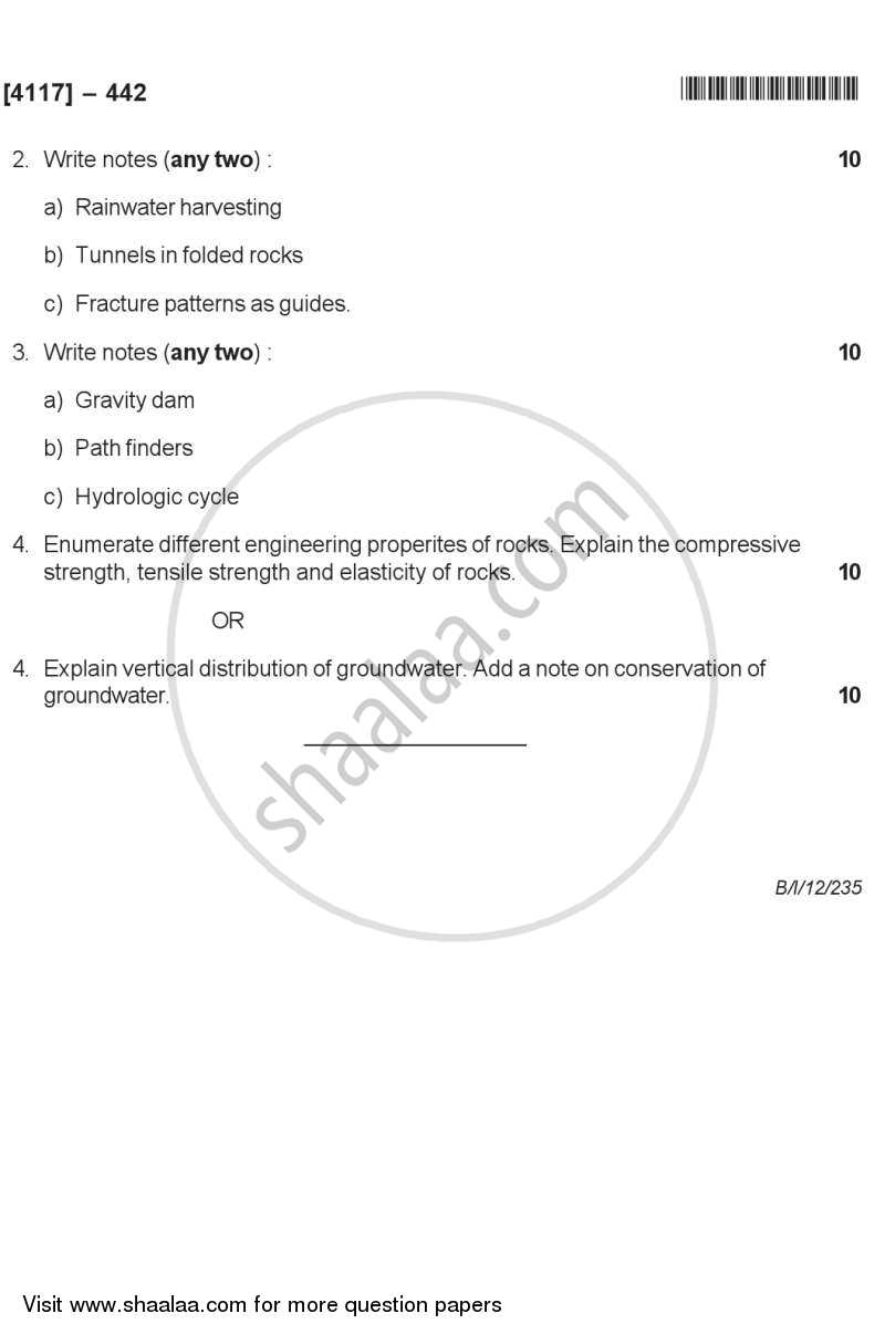 Applied Geology 2 2012-2013 - B.Sc. - Semester 6 (TYBSc) - University of Pune question paper with PDF download
