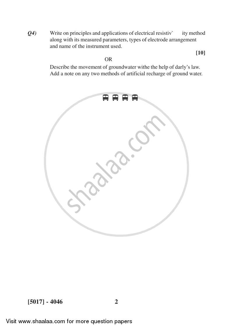 Applied Geology 2 2016-2017 - B.Sc. - Semester 6 (TYBSc) - University of Pune question paper with PDF download