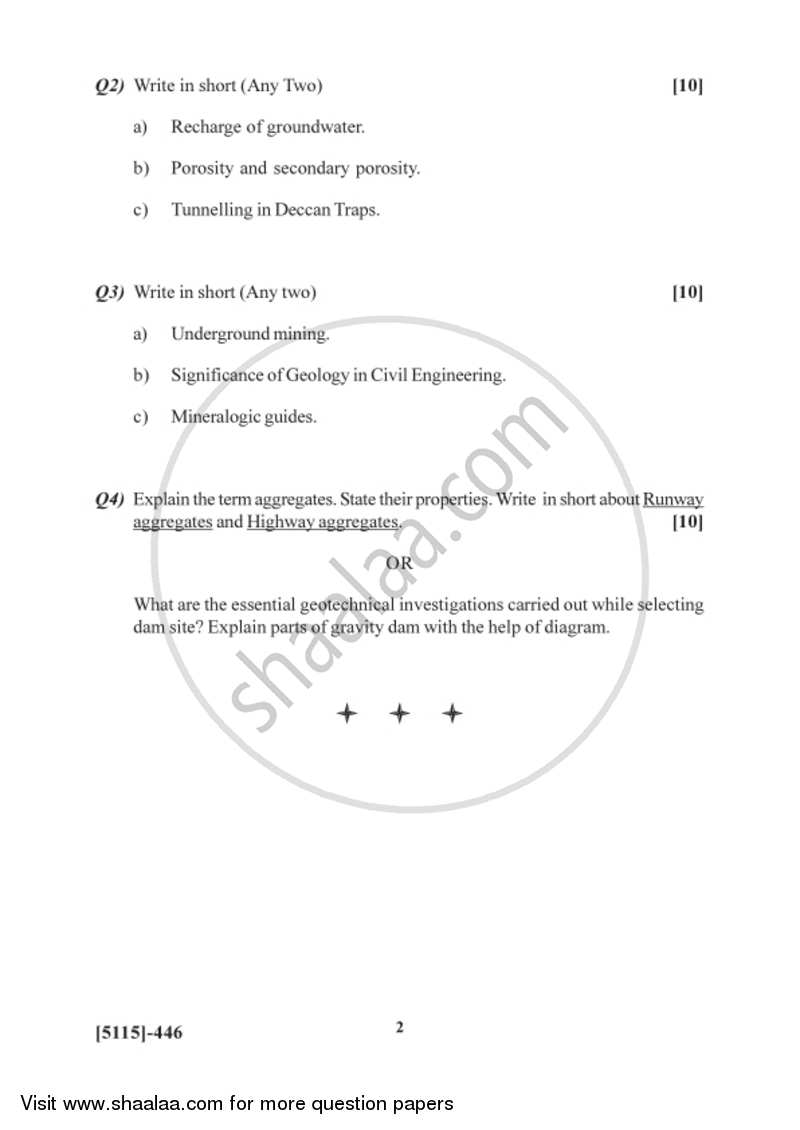 Applied Geology 2 2016-2017 - B.Sc. - Semester 6 (TYBSc) - University of Pune question paper with PDF download