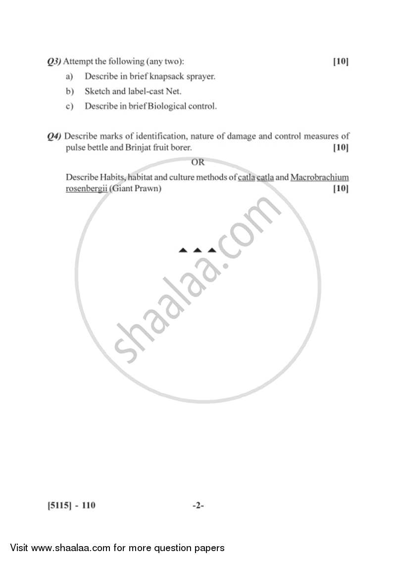 Applied Zoology 1 2016-2017 - B.Sc. - Semester 3 (SYBSc) - University of Pune question paper with PDF download