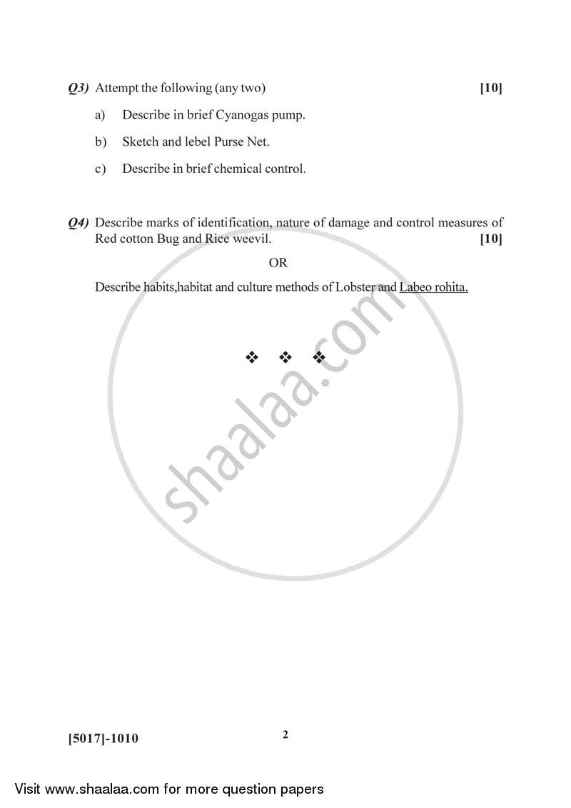 Applied Zoology 1 2016-2017 - B.Sc. - Semester 3 (SYBSc) - University of Pune question paper with PDF download