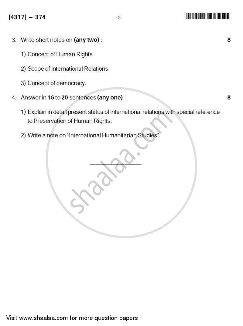 Armed Conflict and Human Rights 2013-2014 - B.Sc. - Semester 5 (TYBSc) - University of Pune question paper with PDF download