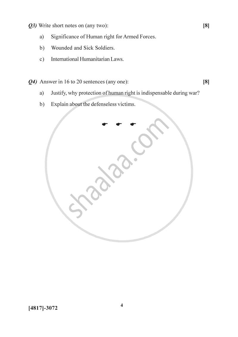 Armed Conflicts and Human Rights 2015-2016 - B.Sc. - Semester 5 (TYBSc) - University of Pune question paper with PDF download