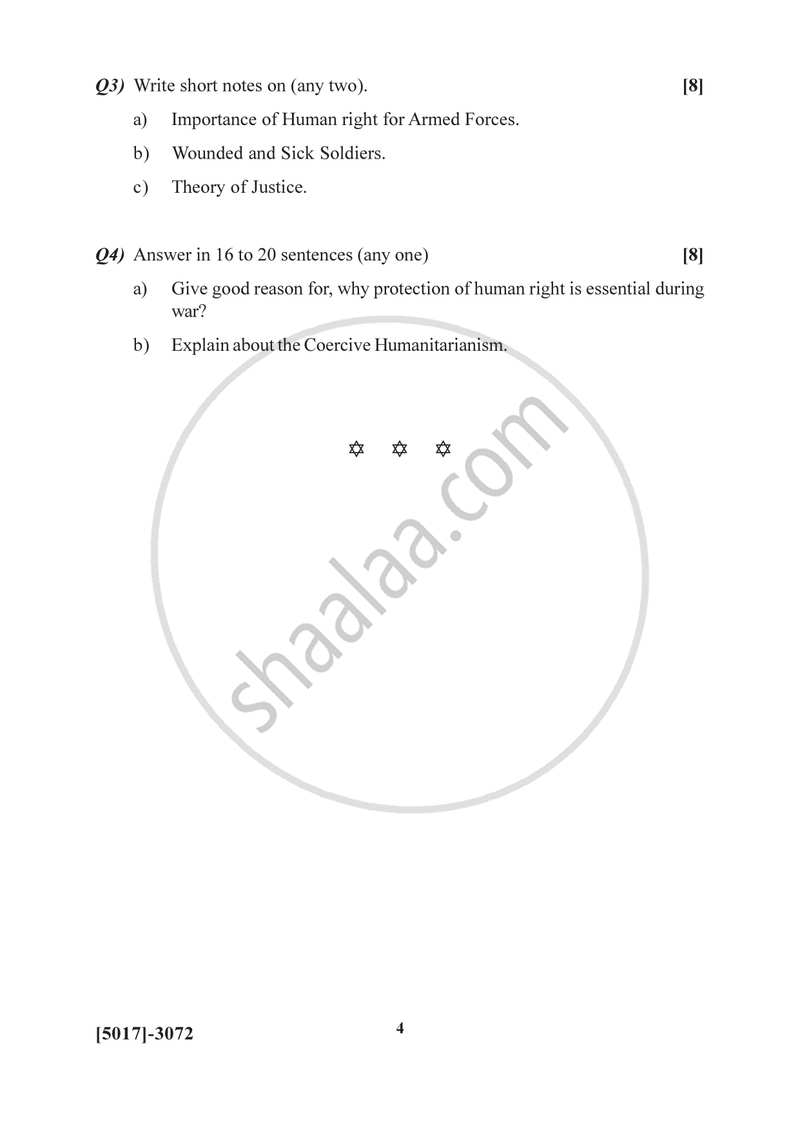 Armed Conflicts and Human Rights 2016-2017 - B.Sc. - Semester 5 (TYBSc) - University of Pune question paper with PDF download