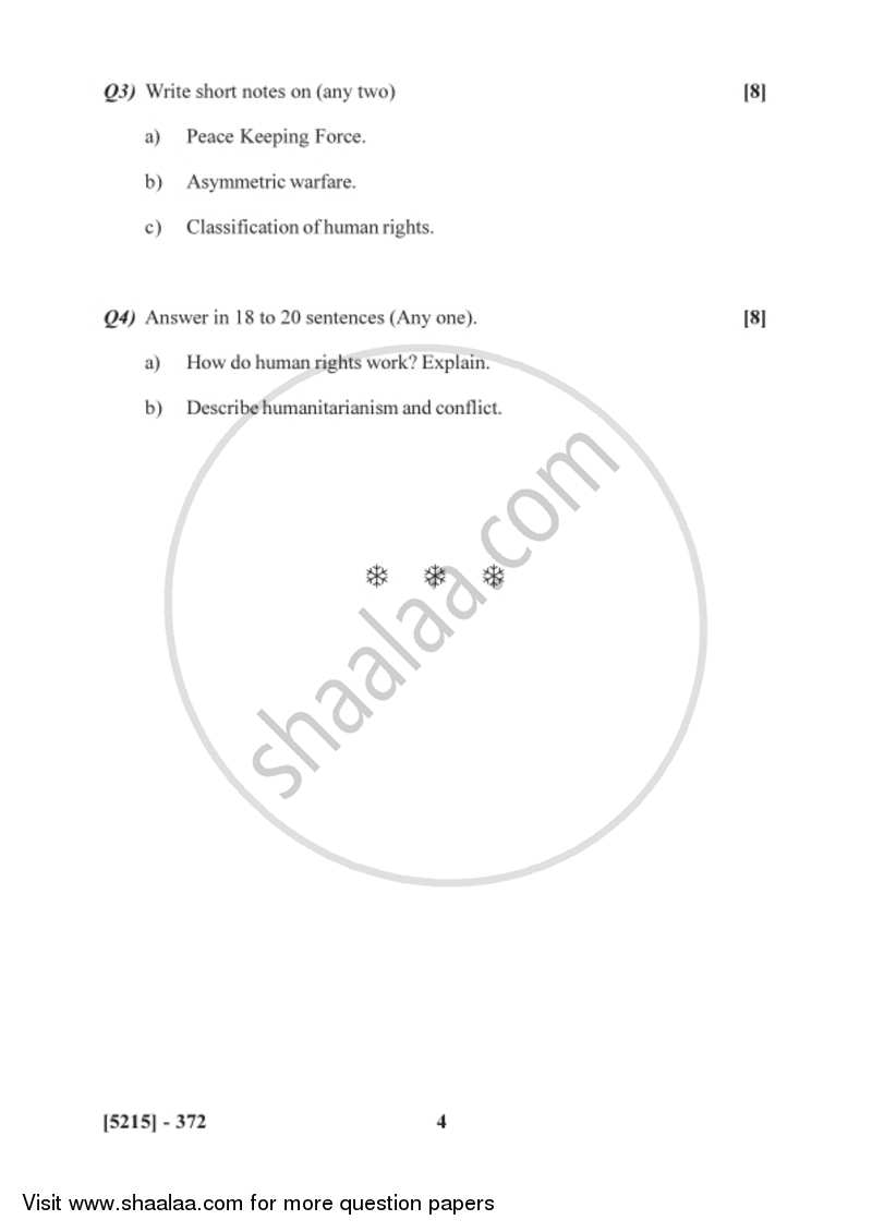 Armed Conflicts and Human Rights 2017-2018 - B.Sc. - Semester 5 (TYBSc) - University of Pune question paper with PDF download