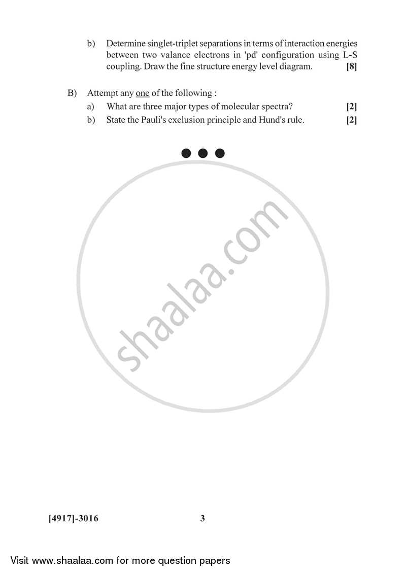 Atomic and Molecular Physics 2015-2016 - B.Sc. - Semester 5 (TYBSc) - University of Pune question paper with PDF download