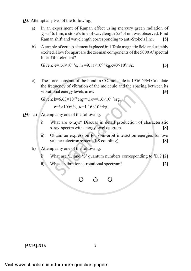 Atomic and Molecular Physics 2017-2018 - B.Sc. - Semester 5 (TYBSc) - University of Pune question paper with PDF download