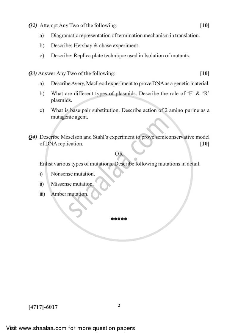 Bacterial Genetics 2014-2015 - B.Sc. - Semester 4 (SYBSc) - University of Pune question paper with PDF download