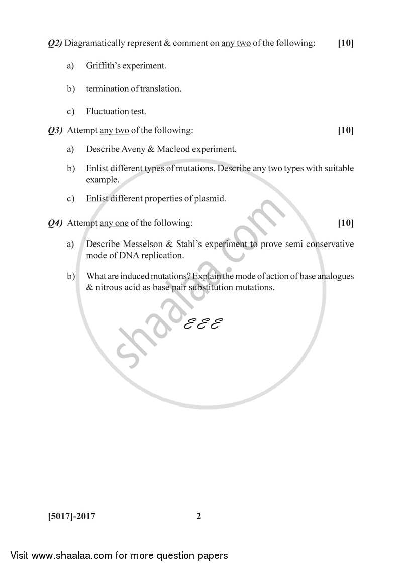 Bacterial Genetics 2016-2017 - B.Sc. - Semester 4 (SYBSc) - University of Pune question paper with PDF download