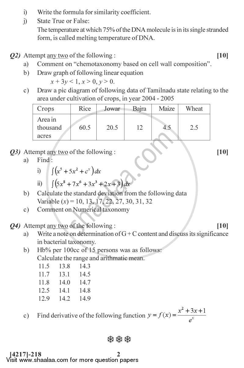 Bacterial Systematics and Analytical Microbiology 2012-2013 - B.Sc. - Semester 4 (SYBSc) - University of Pune question paper with PDF download