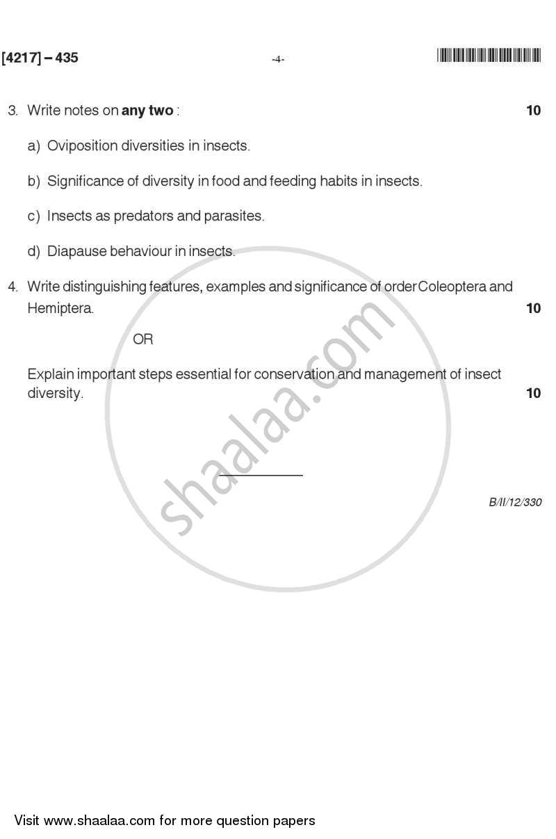 Biodiversity 2012-2013 - B.Sc. - Semester 6 (TYBSc) - University of Pune question paper with PDF download